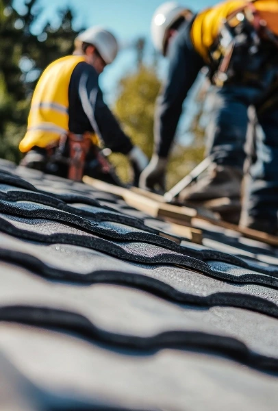 Plan rapproché d'un toit en tuile